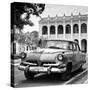 Cuba Fuerte Collection SQ BW - Retro Car in the Street II-Philippe Hugonnard-Stretched Canvas