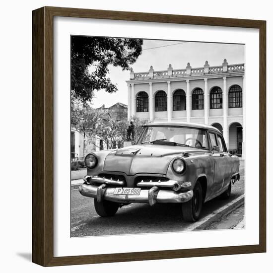 Cuba Fuerte Collection SQ BW - Retro Car in the Street II-Philippe Hugonnard-Framed Photographic Print