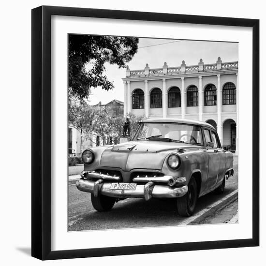 Cuba Fuerte Collection SQ BW - Retro Car in the Street II-Philippe Hugonnard-Framed Photographic Print