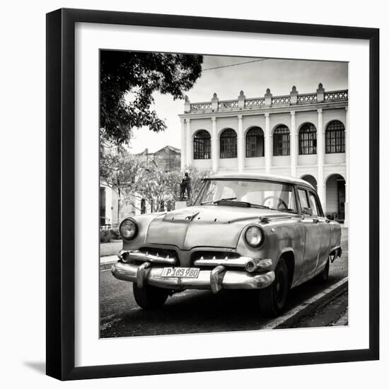Cuba Fuerte Collection SQ BW - Retro Car in the Street-Philippe Hugonnard-Framed Photographic Print