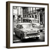 Cuba Fuerte Collection SQ BW - Taxi Cars Havana-Philippe Hugonnard-Framed Photographic Print