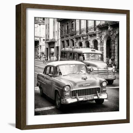 Cuba Fuerte Collection SQ BW - Taxi Cars Havana-Philippe Hugonnard-Framed Photographic Print