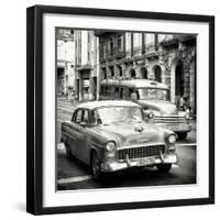 Cuba Fuerte Collection SQ BW - Taxi Cars Havana-Philippe Hugonnard-Framed Photographic Print