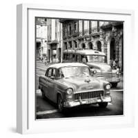 Cuba Fuerte Collection SQ BW - Taxi Cars Havana-Philippe Hugonnard-Framed Photographic Print