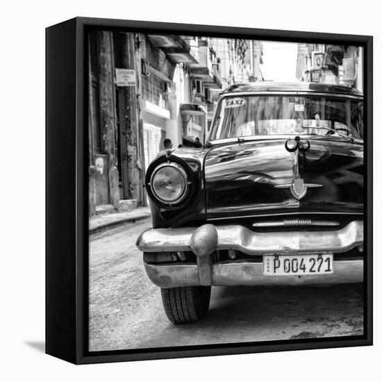 Cuba Fuerte Collection SQ BW - Taxi of Havana II-Philippe Hugonnard-Framed Stretched Canvas