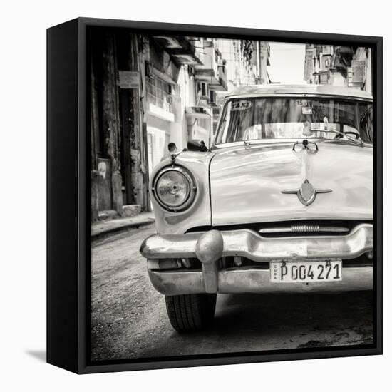 Cuba Fuerte Collection SQ BW - Taxi of Havana-Philippe Hugonnard-Framed Stretched Canvas