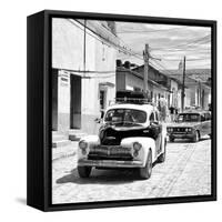 Cuba Fuerte Collection SQ BW - Taxis in Trinidad II-Philippe Hugonnard-Framed Stretched Canvas