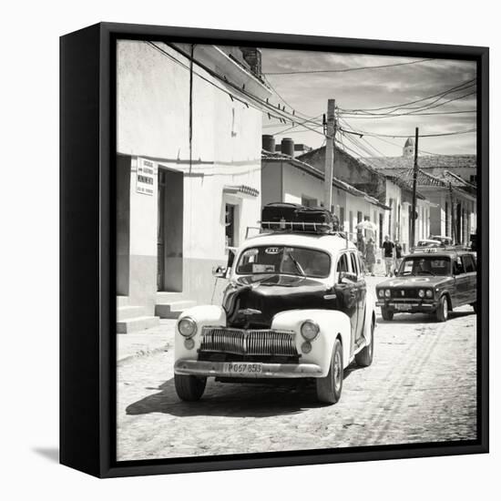 Cuba Fuerte Collection SQ BW - Taxis in Trinidad-Philippe Hugonnard-Framed Stretched Canvas