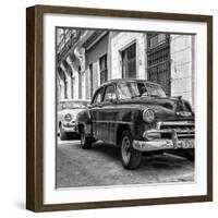 Cuba Fuerte Collection SQ BW - Two Chevrolet Cars II-Philippe Hugonnard-Framed Photographic Print