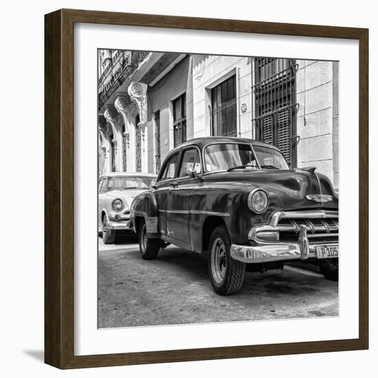 Cuba Fuerte Collection SQ BW - Two Chevrolet Cars II-Philippe Hugonnard-Framed Photographic Print