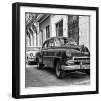 Cuba Fuerte Collection SQ BW - Two Chevrolet Cars II-Philippe Hugonnard-Framed Photographic Print