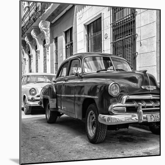 Cuba Fuerte Collection SQ BW - Two Chevrolet Cars II-Philippe Hugonnard-Mounted Photographic Print