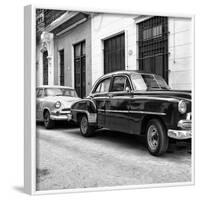 Cuba Fuerte Collection SQ BW - Two Classic Cars-Philippe Hugonnard-Framed Photographic Print