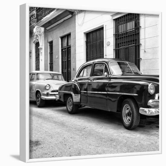 Cuba Fuerte Collection SQ BW - Two Classic Cars-Philippe Hugonnard-Framed Photographic Print