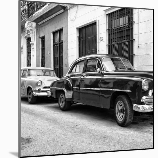 Cuba Fuerte Collection SQ BW - Two Classic Cars-Philippe Hugonnard-Mounted Photographic Print
