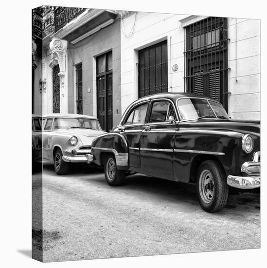 Cuba Fuerte Collection SQ BW - Two Classic Cars-Philippe Hugonnard-Stretched Canvas