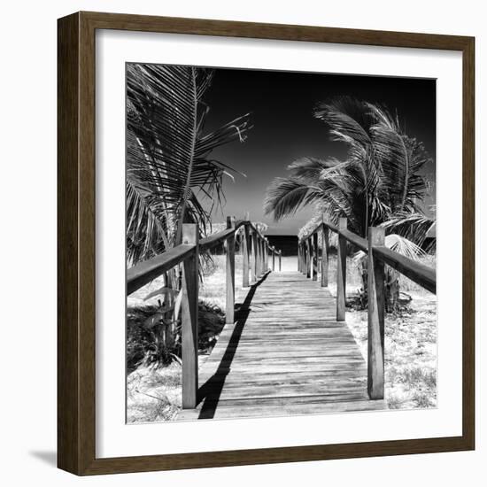 Cuba Fuerte Collection SQ BW - Wooden Jetty on the Beach-Philippe Hugonnard-Framed Photographic Print