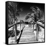 Cuba Fuerte Collection SQ BW - Wooden Jetty on the Beach-Philippe Hugonnard-Framed Stretched Canvas