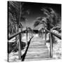 Cuba Fuerte Collection SQ BW - Wooden Jetty on the Beach-Philippe Hugonnard-Stretched Canvas