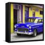 Cuba Fuerte Collection SQ - Classic American Blue Car in Havana-Philippe Hugonnard-Framed Stretched Canvas