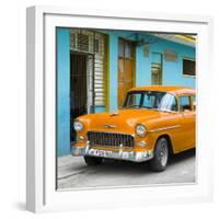 Cuba Fuerte Collection SQ - Classic American Orange Car in Havana-Philippe Hugonnard-Framed Photographic Print