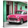 Cuba Fuerte Collection SQ - Classic American Pink Car in Havana-Philippe Hugonnard-Stretched Canvas