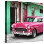 Cuba Fuerte Collection SQ - Classic American Pink Car in Havana-Philippe Hugonnard-Stretched Canvas