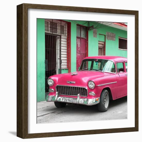 Cuba Fuerte Collection SQ - Classic American Pink Car in Havana-Philippe Hugonnard-Framed Photographic Print