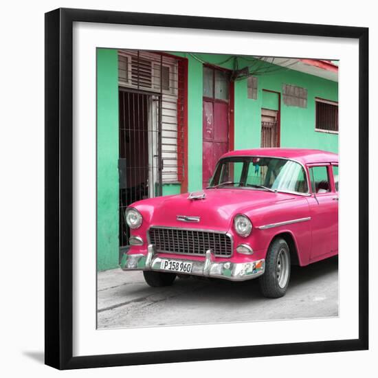 Cuba Fuerte Collection SQ - Classic American Pink Car in Havana-Philippe Hugonnard-Framed Photographic Print