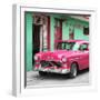 Cuba Fuerte Collection SQ - Classic American Pink Car in Havana-Philippe Hugonnard-Framed Photographic Print