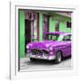 Cuba Fuerte Collection SQ - Classic American Purple Car in Havana-Philippe Hugonnard-Framed Photographic Print