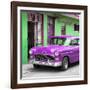 Cuba Fuerte Collection SQ - Classic American Purple Car in Havana-Philippe Hugonnard-Framed Photographic Print