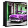 Cuba Fuerte Collection SQ - Classic American Purple Car in Havana-Philippe Hugonnard-Framed Stretched Canvas