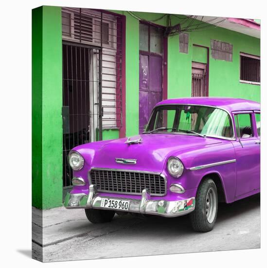 Cuba Fuerte Collection SQ - Classic American Purple Car in Havana-Philippe Hugonnard-Stretched Canvas