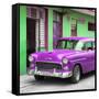 Cuba Fuerte Collection SQ - Classic American Purple Car in Havana-Philippe Hugonnard-Framed Stretched Canvas