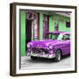 Cuba Fuerte Collection SQ - Classic American Purple Car in Havana-Philippe Hugonnard-Framed Photographic Print