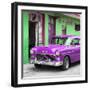 Cuba Fuerte Collection SQ - Classic American Purple Car in Havana-Philippe Hugonnard-Framed Photographic Print