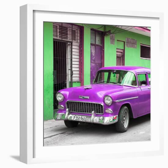 Cuba Fuerte Collection SQ - Classic American Purple Car in Havana-Philippe Hugonnard-Framed Photographic Print