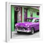 Cuba Fuerte Collection SQ - Classic American Purple Car in Havana-Philippe Hugonnard-Framed Photographic Print