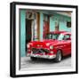 Cuba Fuerte Collection SQ - Classic American Red Car in Havana-Philippe Hugonnard-Framed Photographic Print