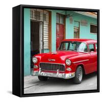 Cuba Fuerte Collection SQ - Classic American Red Car in Havana-Philippe Hugonnard-Framed Stretched Canvas