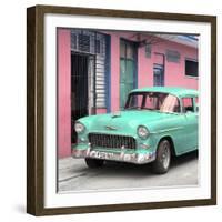 Cuba Fuerte Collection SQ - Classic American Turquoise Car in Havana-Philippe Hugonnard-Framed Photographic Print