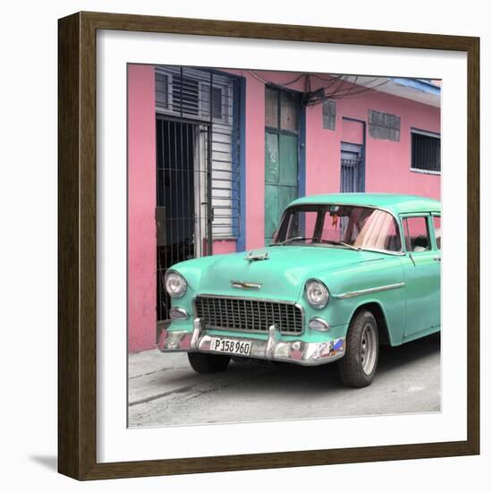 Cuba Fuerte Collection SQ - Classic American Turquoise Car in Havana-Philippe Hugonnard-Framed Photographic Print