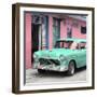 Cuba Fuerte Collection SQ - Classic American Turquoise Car in Havana-Philippe Hugonnard-Framed Photographic Print