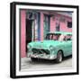 Cuba Fuerte Collection SQ - Classic American Turquoise Car in Havana-Philippe Hugonnard-Framed Photographic Print