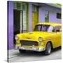 Cuba Fuerte Collection SQ - Classic American Yellow Car in Havana-Philippe Hugonnard-Stretched Canvas