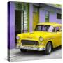 Cuba Fuerte Collection SQ - Classic American Yellow Car in Havana-Philippe Hugonnard-Stretched Canvas