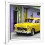 Cuba Fuerte Collection SQ - Classic American Yellow Car in Havana-Philippe Hugonnard-Framed Photographic Print