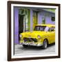 Cuba Fuerte Collection SQ - Classic American Yellow Car in Havana-Philippe Hugonnard-Framed Photographic Print