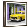 Cuba Fuerte Collection SQ - Classic American Yellow Car in Havana-Philippe Hugonnard-Framed Photographic Print